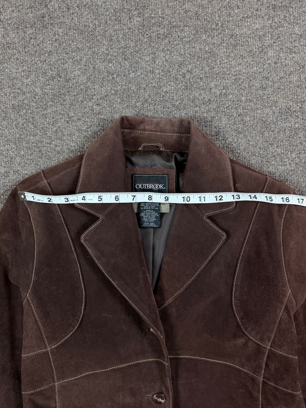 Vintage Outbrook Brown Suede Leather Western Fringe Trim Jacket Women’s Large - Picture 10 of 12